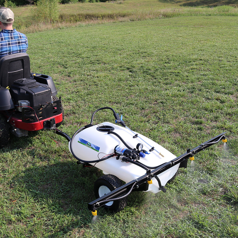 pull behind herbicide sprayer Master Manufacturing 24 Gallon Deluxe Tow-Behind Spot & Broadcast Sprayer